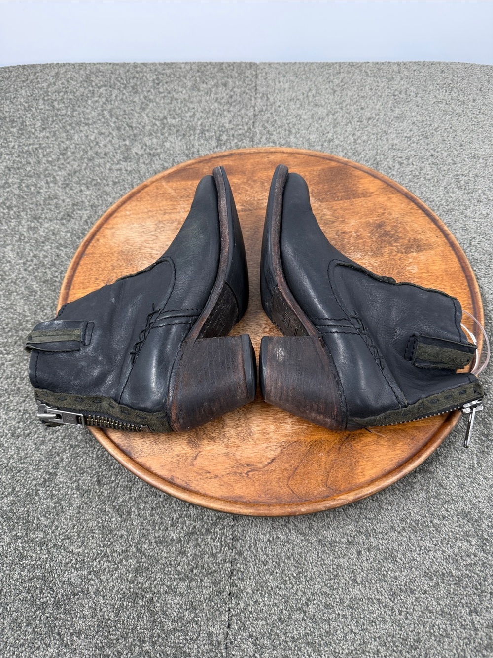 Frye Boots Wm 5.5 Leslie Artisan Black Leather Western Cowboy Low Ankle - Picture 6 of 11